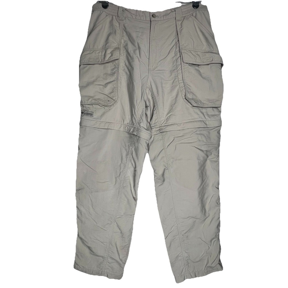 Columbia GRT Convertible Cargo Pants Men 35x30 Khaki Nylon Zip Off Hiking Shorts